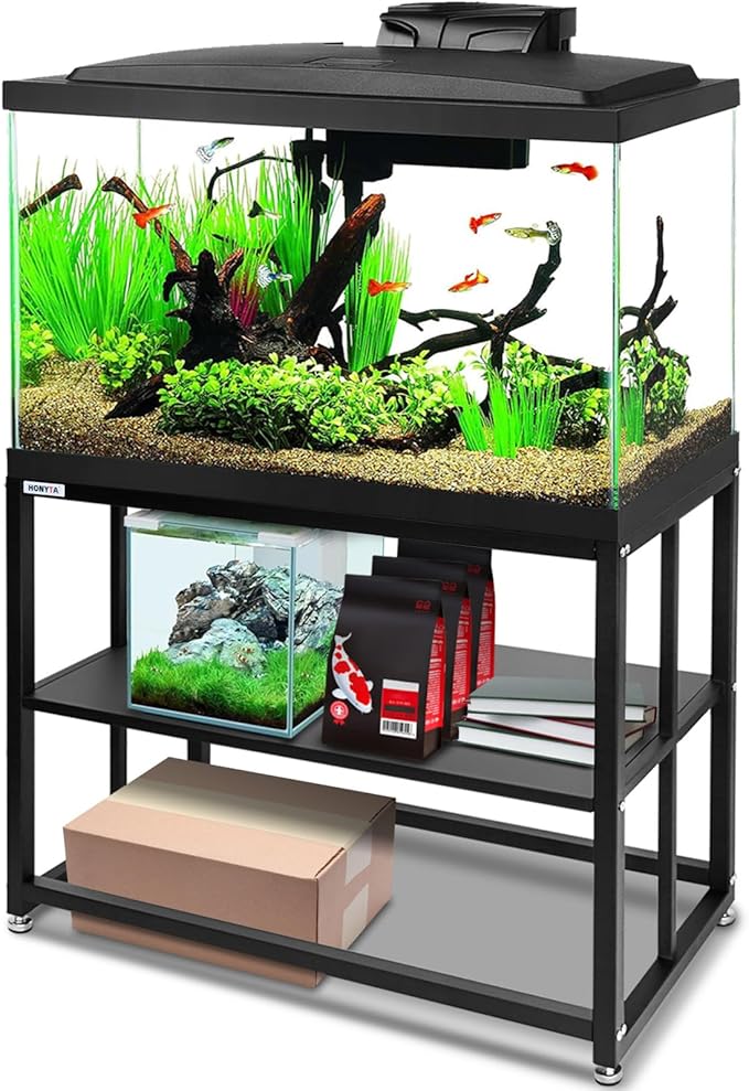 Fish Tank Stand Heavy Duty Metal Aquarium Stand 40 Gallon Tank Stand 660LBS 36.5" L x 18.5“W x29.5”H, Double Layer for Home and Office More Storage Space, Black