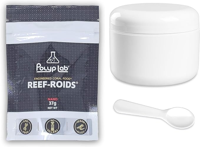 Polyp Lab Polyplab Reef-Roids Polyp-Booster Spoon Jar Bundle Reefroids Coral Fish Food (37G reefroid + JAR + Spoon)
