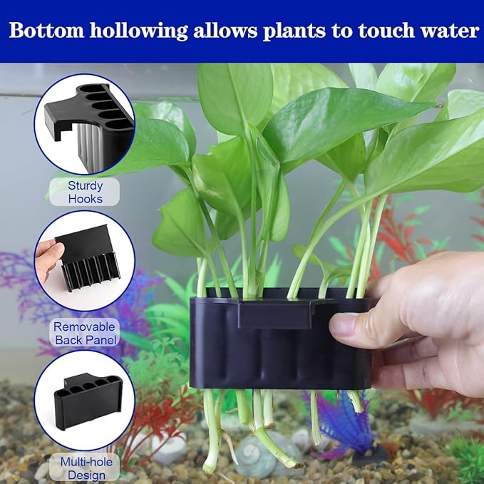 Aquarium Plant Holder，Plastic Fish Tank Plant Holder，Hanging Aquarium Planter Cup for Fish Tank Live Plants