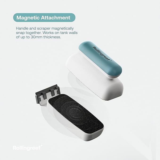 Aquarium Glass Cleaner, Algae Scraper for Aquarium, Fish Tank Magnetic Glass Cleaner, Magnetic Fish Tank Cleaner, Aquarium Glass Cleaner with Two Detachable Scrapers (L)