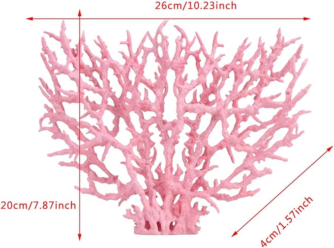Aquarium Coral Plastic Vivid Artificial Coral Plant Ornament for Aquarium Underwater Fish Tank Pink (Large Size (37.4 X 18.9 X 6.7in))