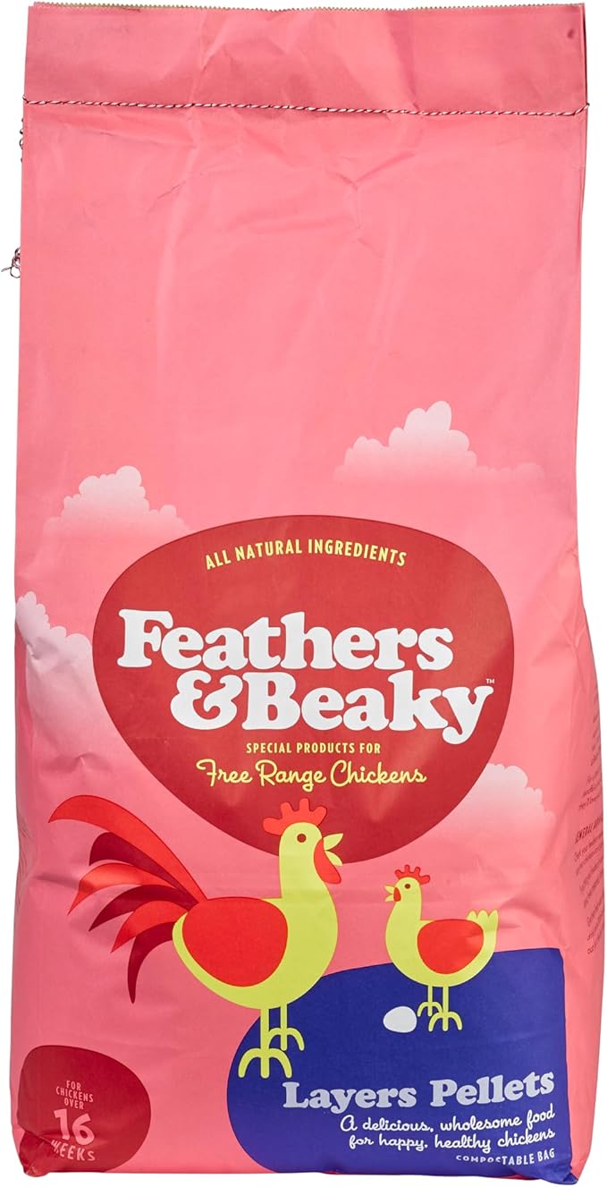 Feathers and Beaky & Beaky Free Range Layers Pellets 15kg, Clear