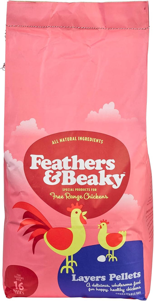 Feathers and Beaky & Beaky Free Range Layers Pellets 15kg, Clear
