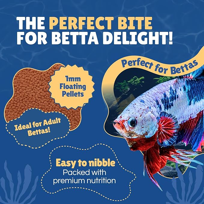 Betta Boost Pops | High-Protein Betta Fish Food Pellets Made in USA | Marine & Insect Protein | Floating & Slow-Sinking | Premium Freshwater Aquarium Fish Food 1oz