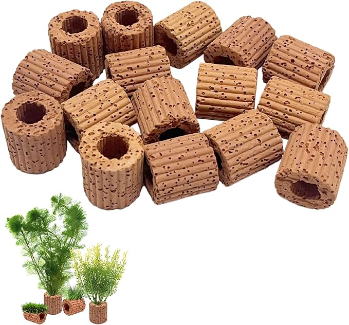 Rainmae 16 Pcs Aquatic Water Plant Fixed Rings, Water Plants Cultivation Fixed Ring Aquatic Water Plant Fixed Ring Ceramic Plant Pot, Landscape Ceramic Pottery Gravity Ring for Fish Tank Accessories