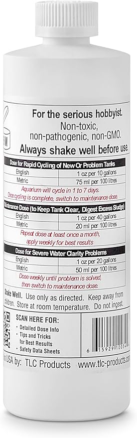 TLC Products StartSmart Complete Freshwater Aquarium Cycle Starter & Beneficial Nitrifiers, Supports Clear Water & Biofiltration, Reduces Excess Sludge, 16 oz. (473 ml)