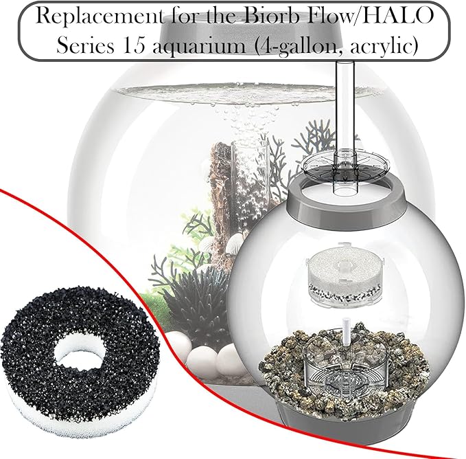 Filter Replacement Kit Compatible with BiOrb Aquariums: Foam and Carbon Rings Filter with Air Stone - 10 Carbon, 10 Foam, 10 Air Stones (30 Pack)