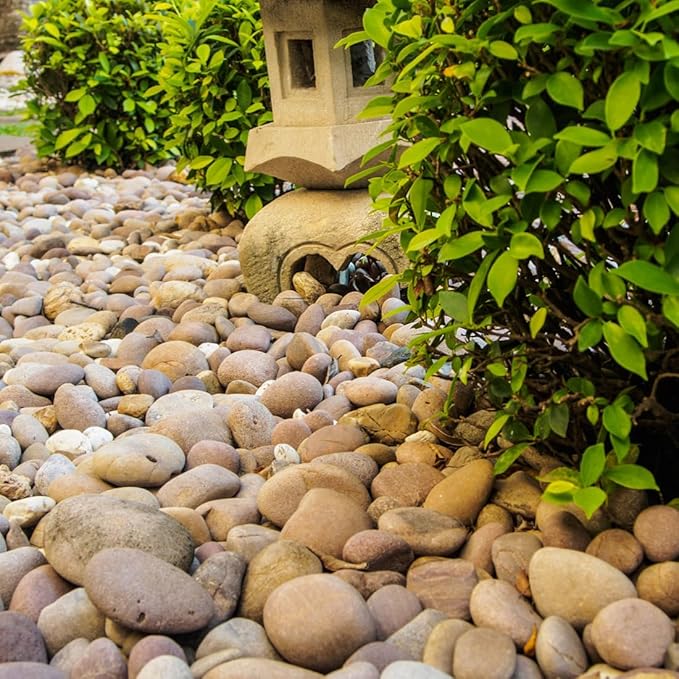 YISZM 20lbs Natural River Rocks, 1"-2" Premium Pebbles for Garden and Landscape Design, Hand-Picked Smooth Stones for Fish Tank, Flower Pots, Indoor Water Fountains, Pathways, Backyard