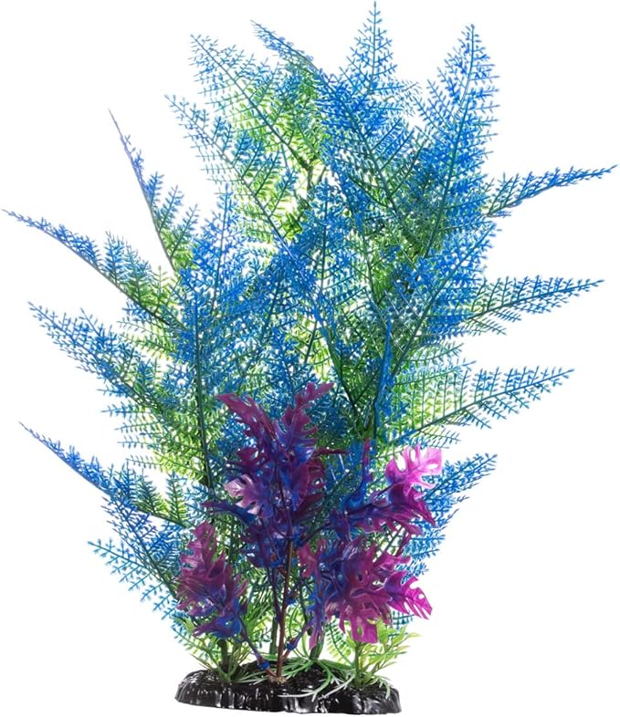 CNZ Aquarium Decor Fish Tank Decoration Ornament Artificial Plastic Plant Green/Blue, 15.7-inch