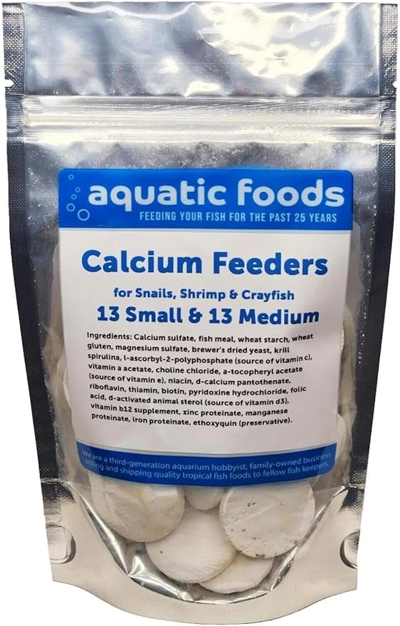 Small & Medium Calcium Feeder Disks for Shrimp, Snails, Crabs, Crayfish, Hermit Crabs, Catfish, Plecos, All Tropical Fish..2.5oz…26 Count Bag