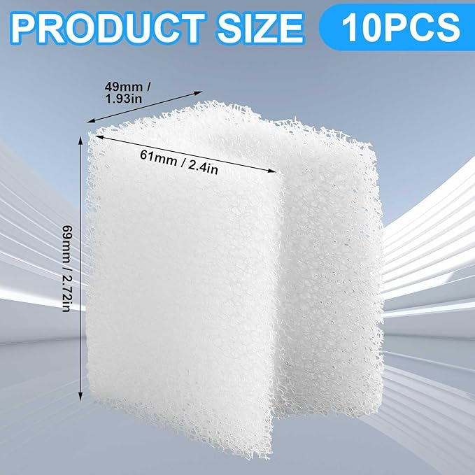 Nosiny 10 Pack Underwater Filter Foam Pads Compatible with Fluval U1, Replacement Underwater Aquarium Filter Media