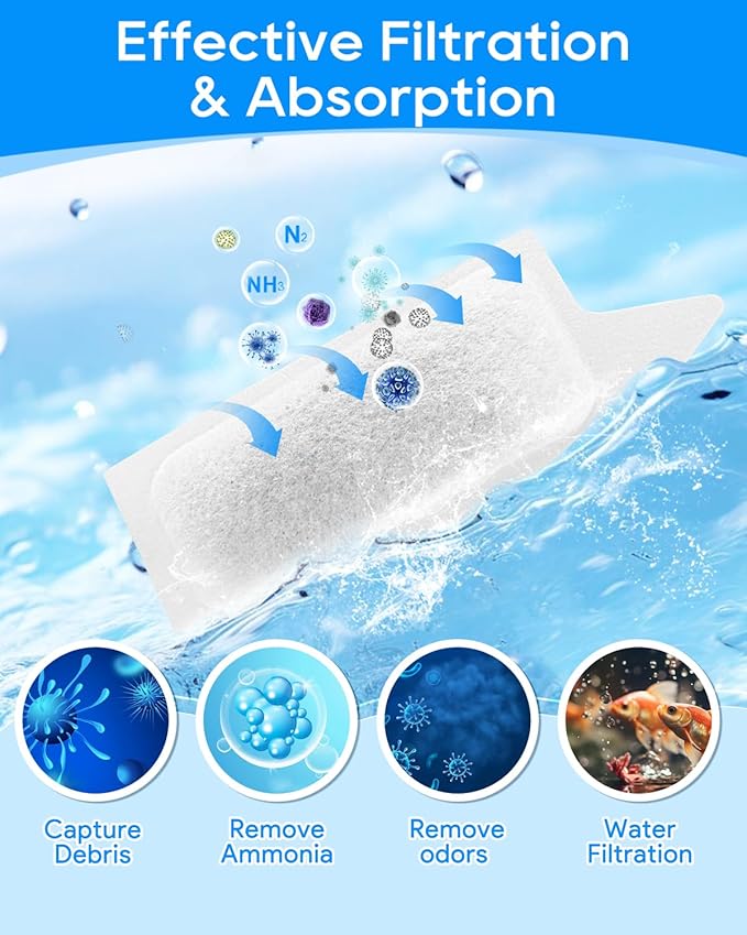 12 Pack Small Fish Tank Filter Compatible with Tetra Whisper Filter Small, Works for 3–10 Gallon Fish Tank Filters Small, Small Fish Tank Filter Cartridge for Small Aquarium Filter