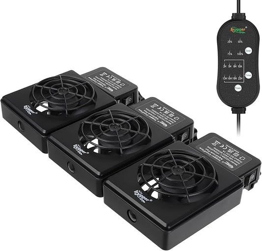 hygger Aquarium Cooling Fan Quiet 3-Head Fish Tank Chiller with Adjustable Speed & Timer Aquarium Cooler for Axolotl Tank/Terrarium/Saltwater/Freshwater Accessories