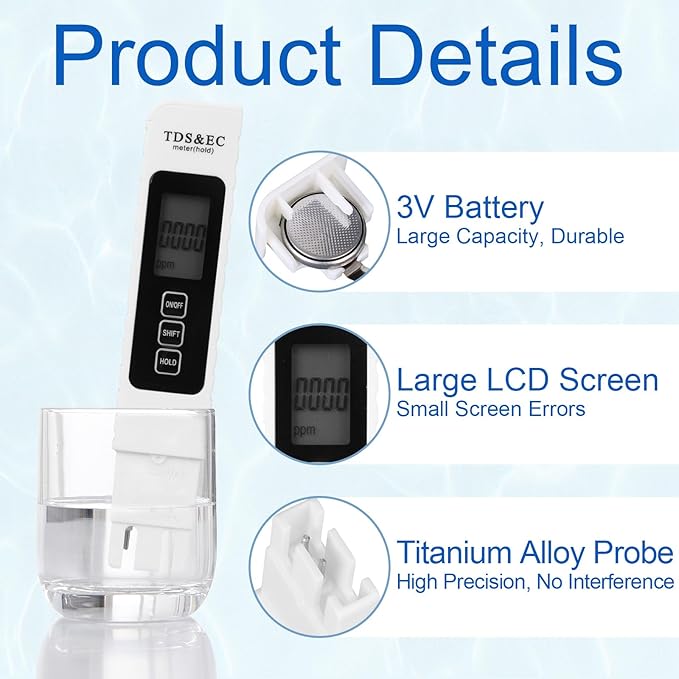 4-in-1 Digital Water Quality Tester, 2025 New Aquarium Fish Tank TDS & EC Meter Test Strips Pond Testing Device for Drinking Water Home Office Restaurant, Fast & Accurate