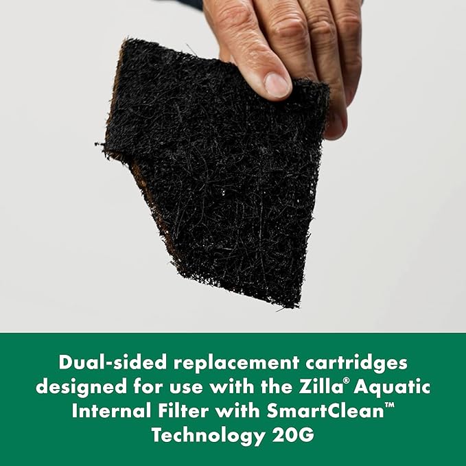 Zilla EcoRenew Filter Cartridges, for Zilla Aquatic Reptile Internal Filter with SmartClean Technology 20G, 3-Pack