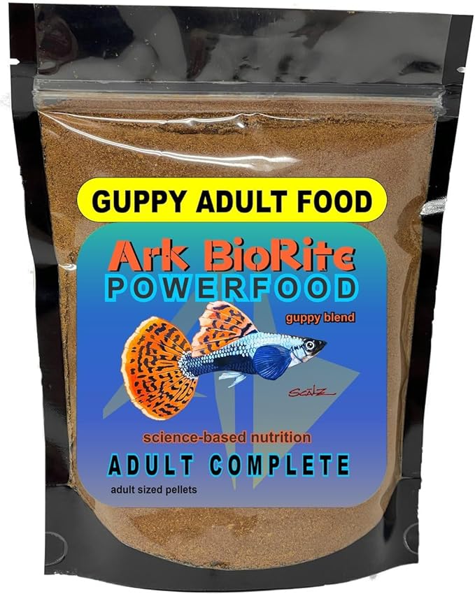4oz Adult Guppy Fish Food - Insect Larva & Krill Protein Meal, Plant Protein Concentrate