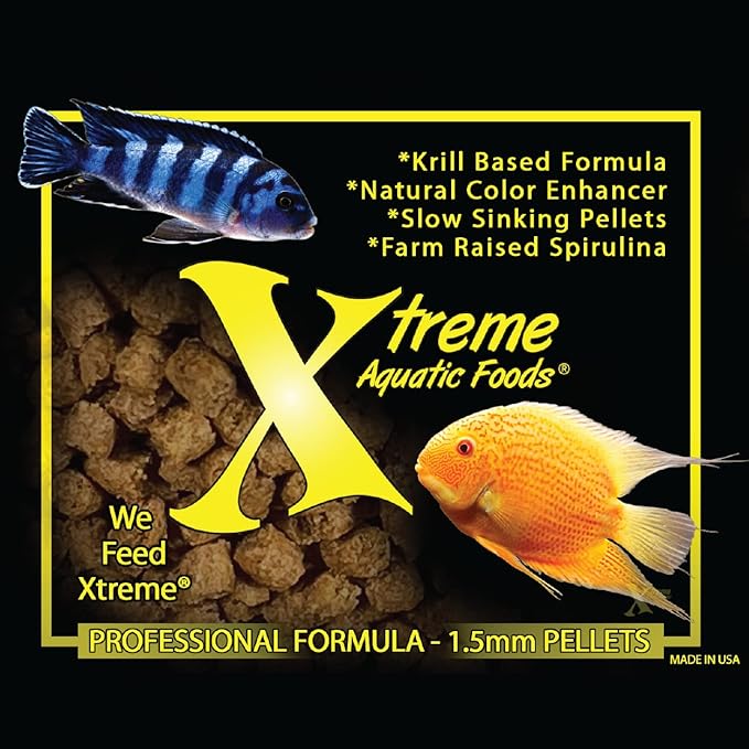 Xtreme Cichlid Peewee 1.5 mm Pellets - Proven Nutrition for Cichlids - Balanced Amino Acids, Boost Immune & Digestive Health, Color & Energy, Max Protein Freshwater Fish Food – USA Farm Grown (72oz)