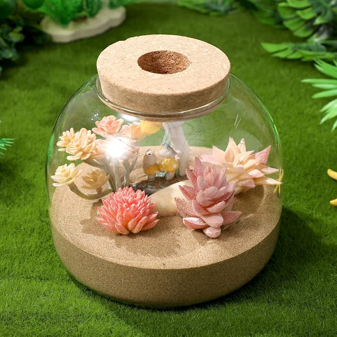POPETPOP Glass Terrarium with Cork Lid - Glass Fish Tank Plant Terrarium, Tabletop Succulent Planter Aquarium for Hydroponic Plant & Small Fish - for Home, Office Decor