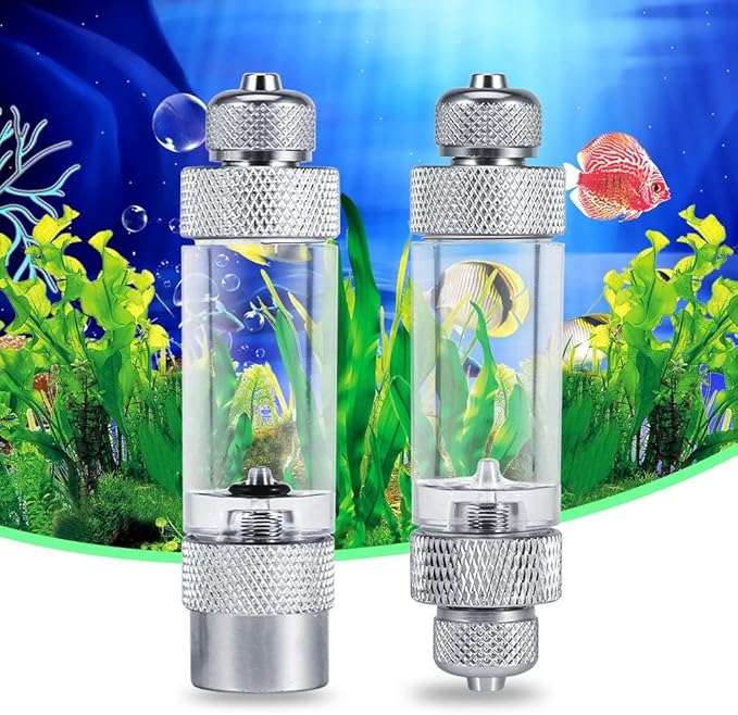 Zerodis CO2 Bubble Counter, 2 Types Single/Double Head Carbon Dioxide Bubble Counter Aquarium Diffuser Regulator Fish Supplies (Double Head)