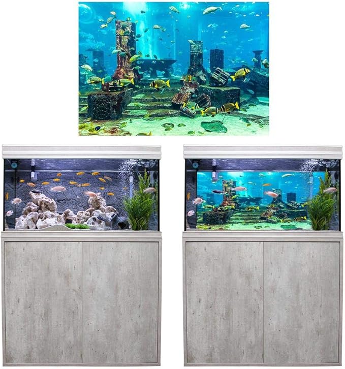 Fish Sticker Background,Fish Sticker, Aquarium Background PVC Coral Aquarium Background Underwater Poster Fish Wall Decorations Sticker (122 x 46cm)