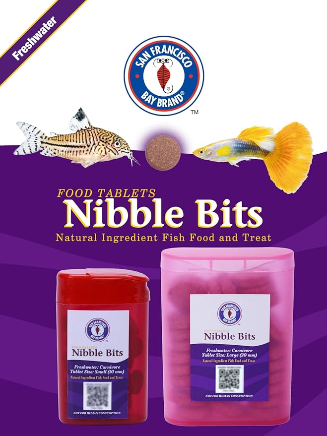 Tropical Fish Food Tablets Nibble Bits for Tetras, Cichlids, Guppies - Natural Fish Food for Freshwater Carnivore - Large Tablets 2.1oz (60g)