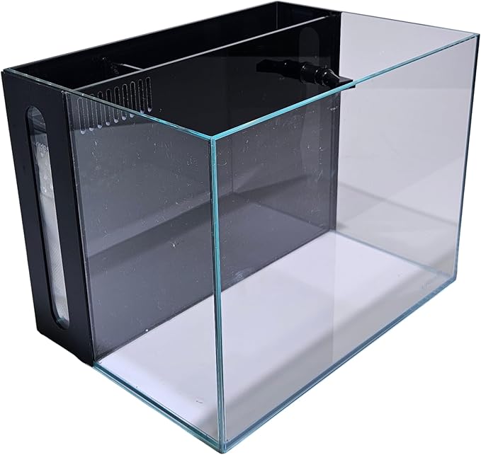 LIFEGARD Low Iron Ultra Clear 4 Gallon Crystal Aquarium with Built in Back Filter with High Polish Filter Sock – 45° Beveled Edge, Rimless Glass, Rectangular Style with Directional Jet Flow