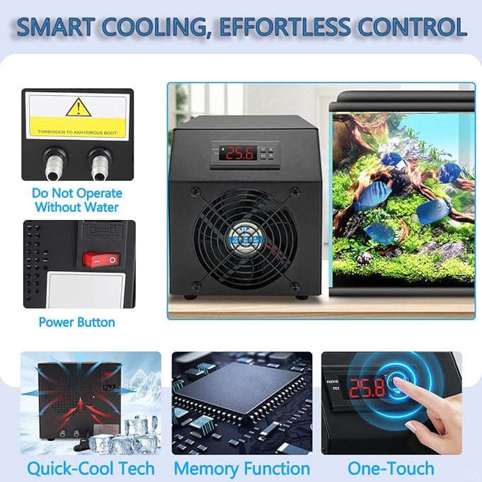 Aquarium Chiller, 16 Gallon/60L 2 in 1 Aquarium Cooler for Hydroponic System, Water Chiller with Pump and Pipe for Fish Shrimp Coral 2in1AquariumHeaters/Chiller