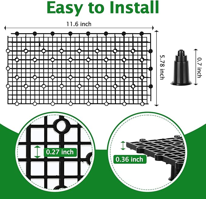 8pcs Aquarium Fish Tank Divider Filter Bottom with Bracket, Plastic Egg Crate Grid (11.6X5.7inch) for Fish Tank Separation, Bottom Filtration & DIY Aquascaping (Black, 48 Brackets)
