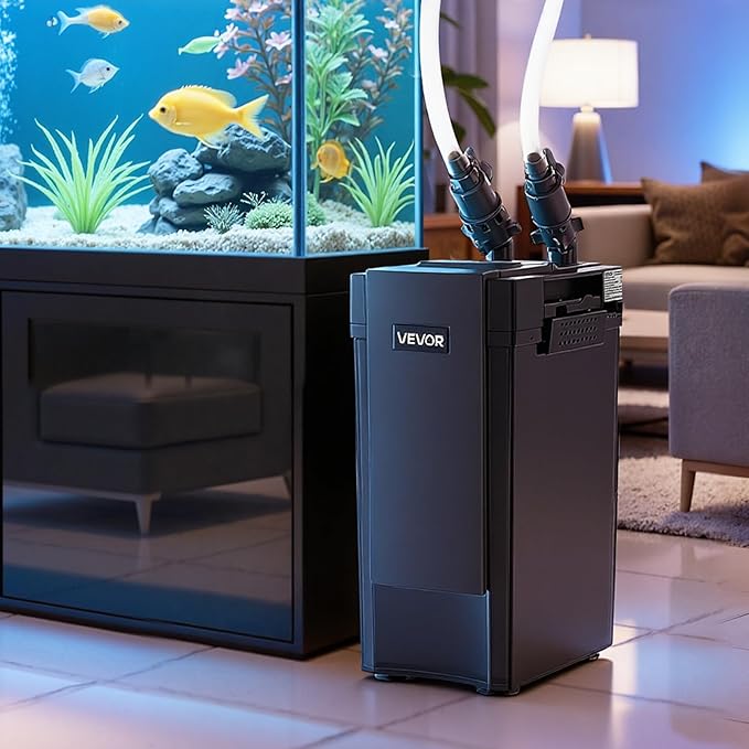 VEVOR 396GPH Canister Filter, 4-Stage External Aquarium Filter with Powerful Pump, Water Circulation Cleaning Machine with Media for Large Fish Tanks and Aquariums Up to 125 Gallons, for Freshwater