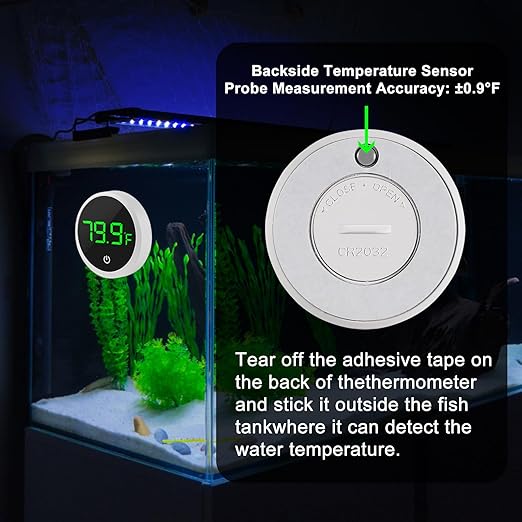 3Pcs Digital Aquarium Thermometer Fish Tank Digital LED Display Thermometer Fahrenheit Aquarium Temperature Sensor with LED Touch Screen for Aquarium Glass Containers Plant Reptile Turtle Tank