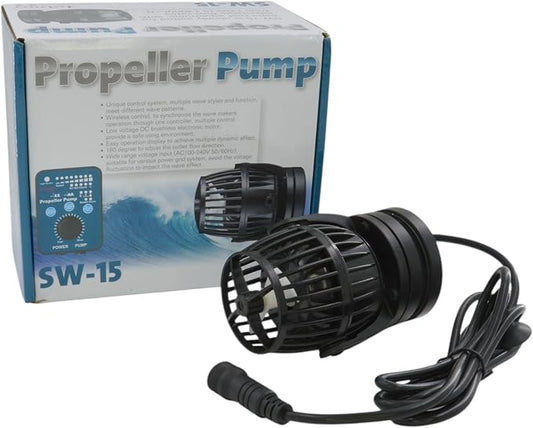 Jebao SW-15 Wave Maker Flow Pump with Controller for Marine Reef Aquarium, 317GPH to 3434GPH
