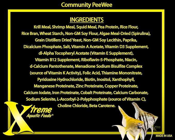 Xtreme Community Peewee 1.5mm Pellets: Slow Sinking & Ideal for Community Fish - Boosts Immune & Digestive Health, Enhances Color & Energy, Max Protein Fish Food – USA Farm Grown (38oz)