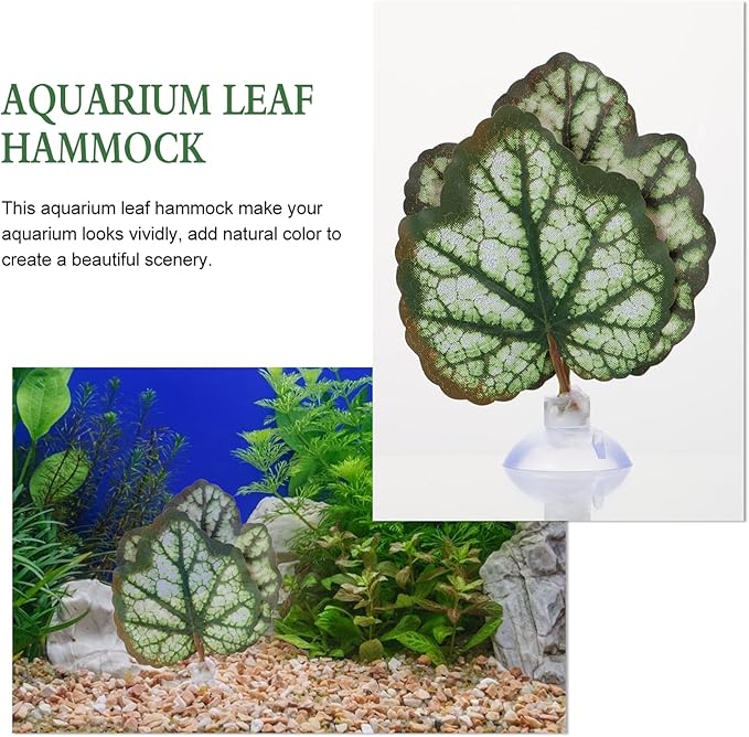 iplusmile Betta Fish Leaf Pad 2Pcs Aquarium Leaf Hammocks Pad Fish Tank Plants Accessories for Playing Hideout and Aquarium Decorations Simulating The Habitat Green