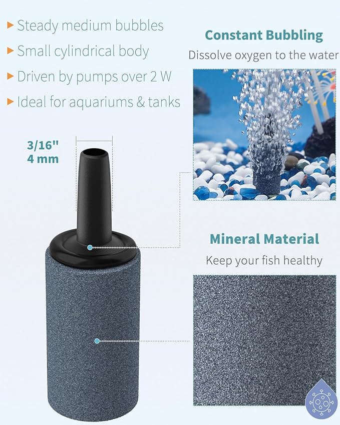 Pawfly Aquarium Air Stone 1 Inch, Fish Tank Air Stone Aerator Bubble Diffuser for Nano Air Pumps Small Buckets and Fish Tanks, 10 Pack