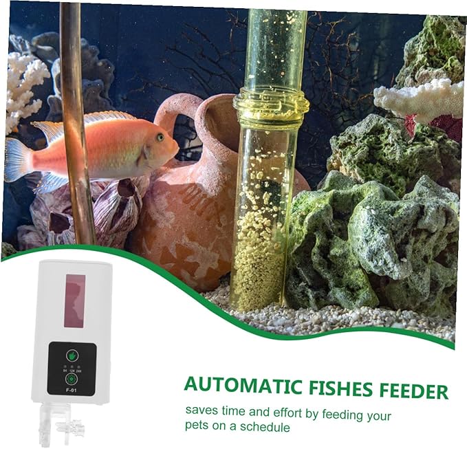FAVOMOTO Automatic Aquarium Feeder Fish Food Dispenser with Timer for Turtle and Fish Tank Feeding, Electric Feeding Tool for Home Aquarium Supplies, Battery Not Included