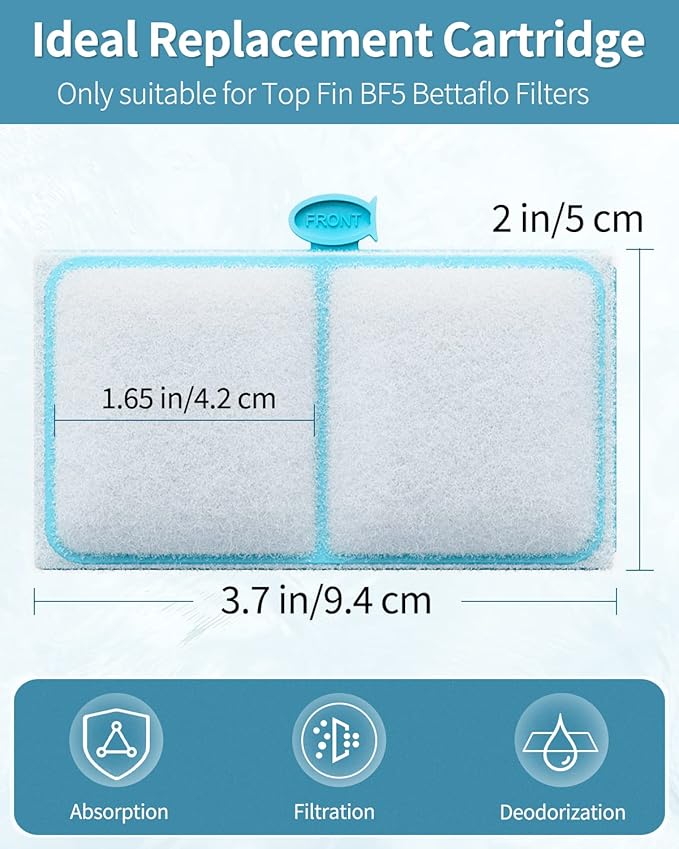 Pawfly Filter Cartridge for Top Fin EF-S Element and BF5 BETTAFLO, Replacement EF-S Filter Cartridge for Fish Tank (12 Pack)