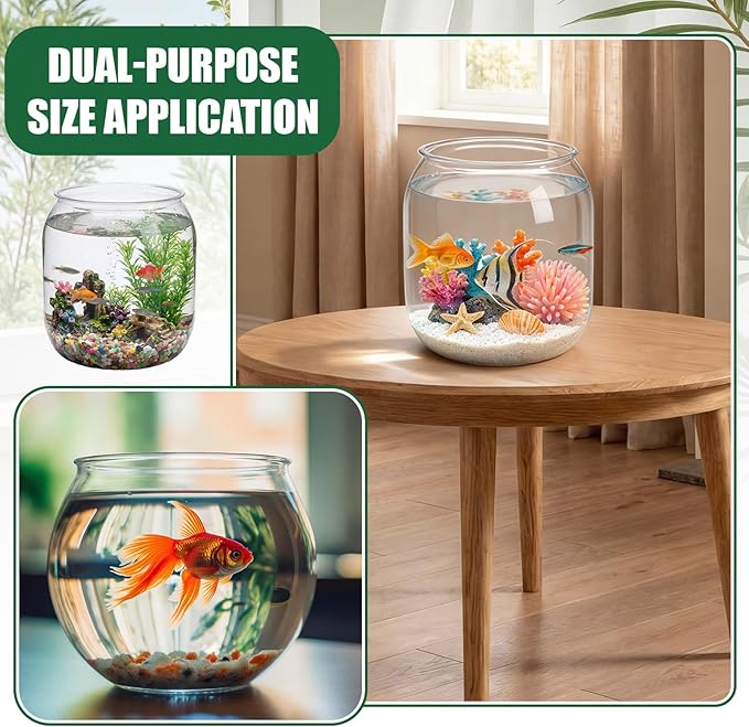 2 Pcs 4 Gallon & 1 Gallon Plastic Fish Bowl Large Round Clear Betta Aquarium Fish Tank Shatterproof Goldfish Bowl Hydroponic Planter Multi-use Container for Terrarium Flower Vase Centerpiece
