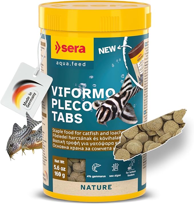Sera Viformo Pleco Tabs 5.6 oz (250 ml) | Rich in gammarus & Seaweed Vitamins | Ideal for Bottom Feeders | No Artificial additives | Maintains Clear Water | 4% Protein-Rich gammarus