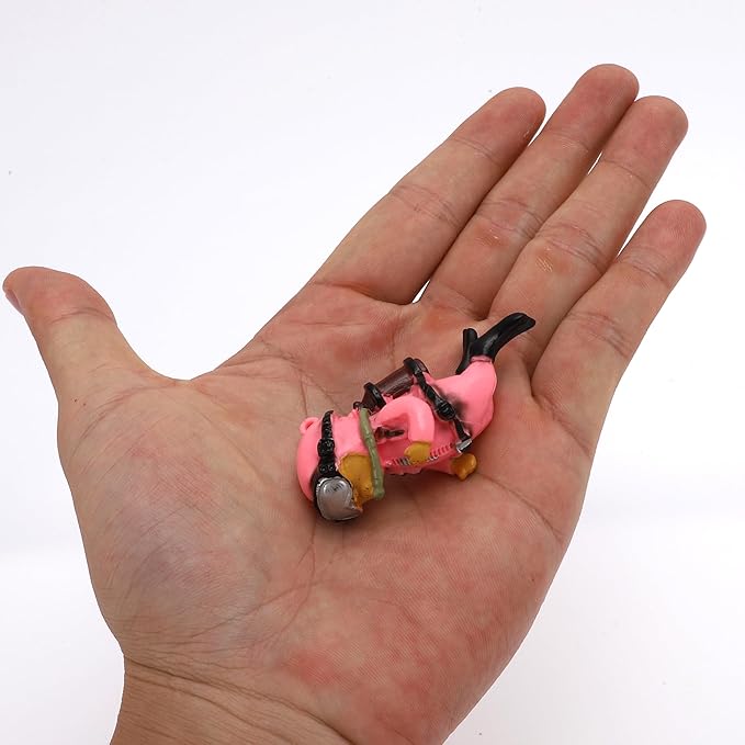 Diver Aquarium Decorations, Floating Diver Fish Tank Decorations, Floating Cartoon Diver Decor, Fun Floating Fish Decoration, PVC Diver Decoration, Pink, 1 Set