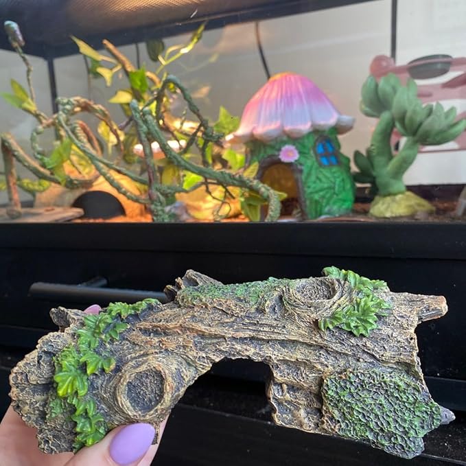 YZHZOM Resin Aquarium Wood Small Reptile Hide Aquarium cave Betta Log Aquarium Ornament pleco cave Snake Hideout (Tree bark)