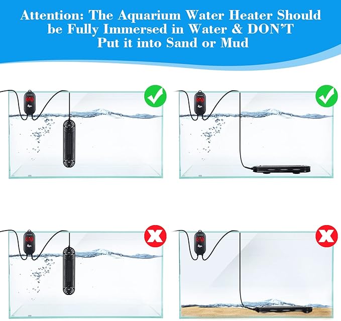 AQQA Aquarium Heater 800W for 80-220 Gallon Submersible Fish Tank Heater for Aquarium Betta Fish Heater Aquarium Thermostat Heater Hydroponic Freshwater & Saltwater (800W, 80-220Gal)
