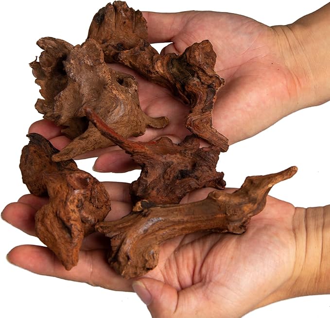 emours Natural Driftwood Small Aquarium Driftwood, 4-6", Natural Twisted Branches, Low-Tannin, Great for Shrimp/Betta & Nano Aquascapes, Also for Reptile Terrariums (10)
