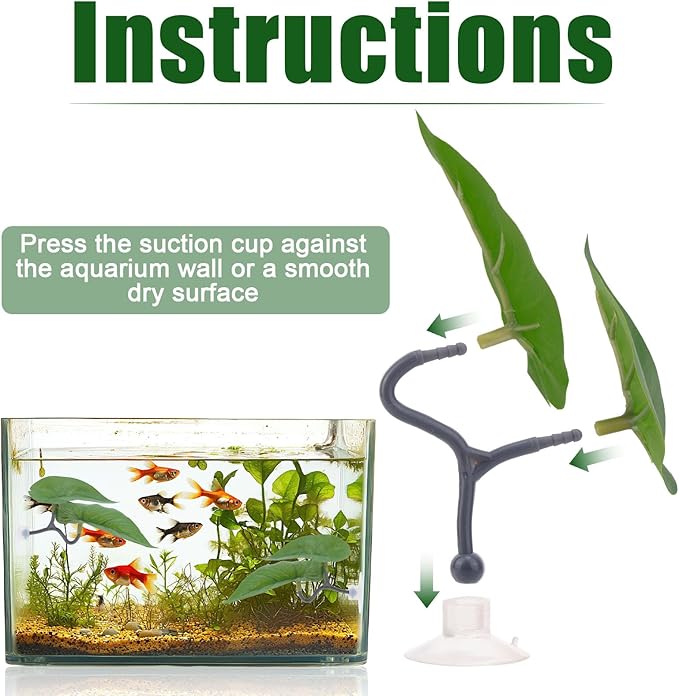 6pcs Double Layer Betta Leaf Hammock, Realistic Plastic Big & Small Leaf Fish Tank Decor with Suction Cups Branches Aquarium Plants for Betta Fish Resting Bed Spawning Ground
