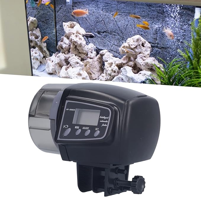 Luqeeg Automatic Fish Feeder, with Multifunctional Equipment, Large Capacity Food Trough, High Definition LCD Screen Digital Display, for Various Specifications of Aquariums