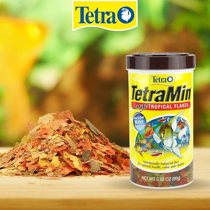 Tetra TetraMin XL Tropical Flakes 2.82 Ounces, Large Flakes, Nutritionally Balanced Fish Food, Tetra TetraMin Large Tropical Fish Flake Food, 2.82 oz