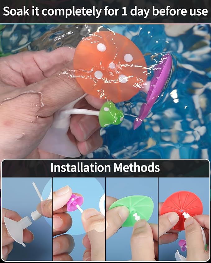 Uniclife Betta Mushroom Hammock Soft Aquarium Rest Bed Fish Breeding Playing Pad with Suction Cup Silicone Ornament Decoration Colorful Lifelike Decor for Fish Tank Landscape, 2 Pack