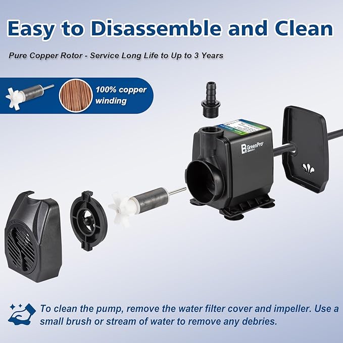 800GPH Submersible Water Pump(3000L/H 60W), Adjustable Ultra Quiet Fountain Pump with 4 Nozzles 10ft High Lift for Aquarium, Fish Tank, Pond, Waterfall, Outdoor, Hydroponics