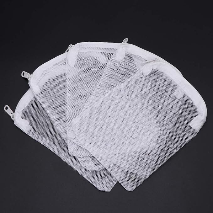 5 Packs Aquarium Filter Bags High Flow Biochemical Mesh Bag with Zipper Reusable Fish for Tank Filtration Bag Multi Size Aquarium Heater Light Thermometers Gravel Sand Decorations