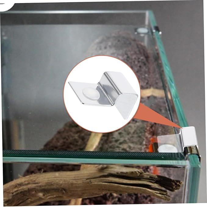 Ipetboom 3sets Stainless Steel Aquarium Clips 10mm Easy Install Tank Mounting Clip for Glass Cover 4pcs*3