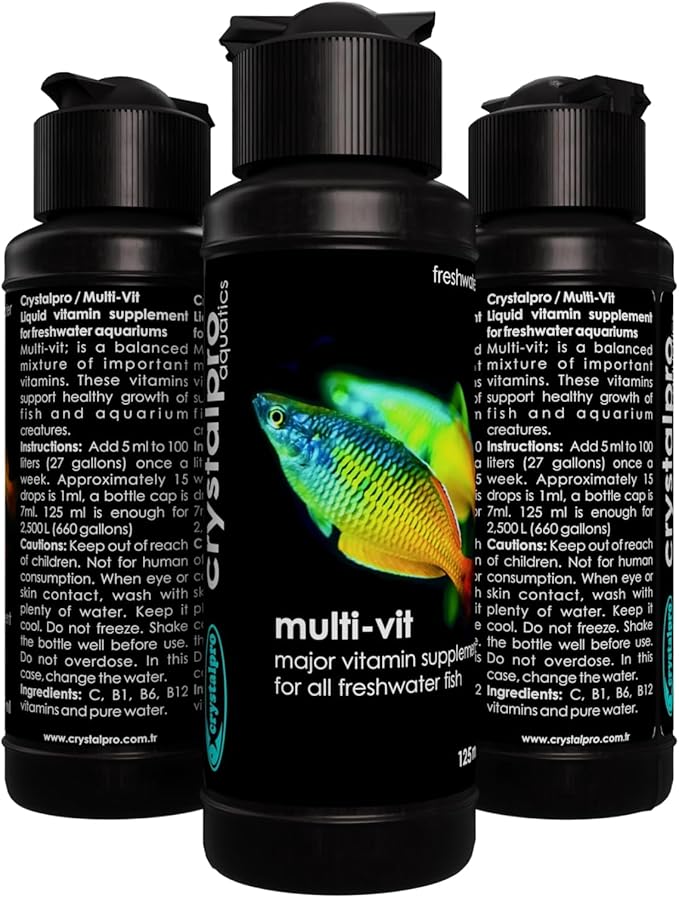 Crystalpro Multi VIT 4.22 Oz - Balanced MultiVitamin Supplement for Freshwater Fish - Healthy Water Conditions for Freshwater Aquariums (125 ml)